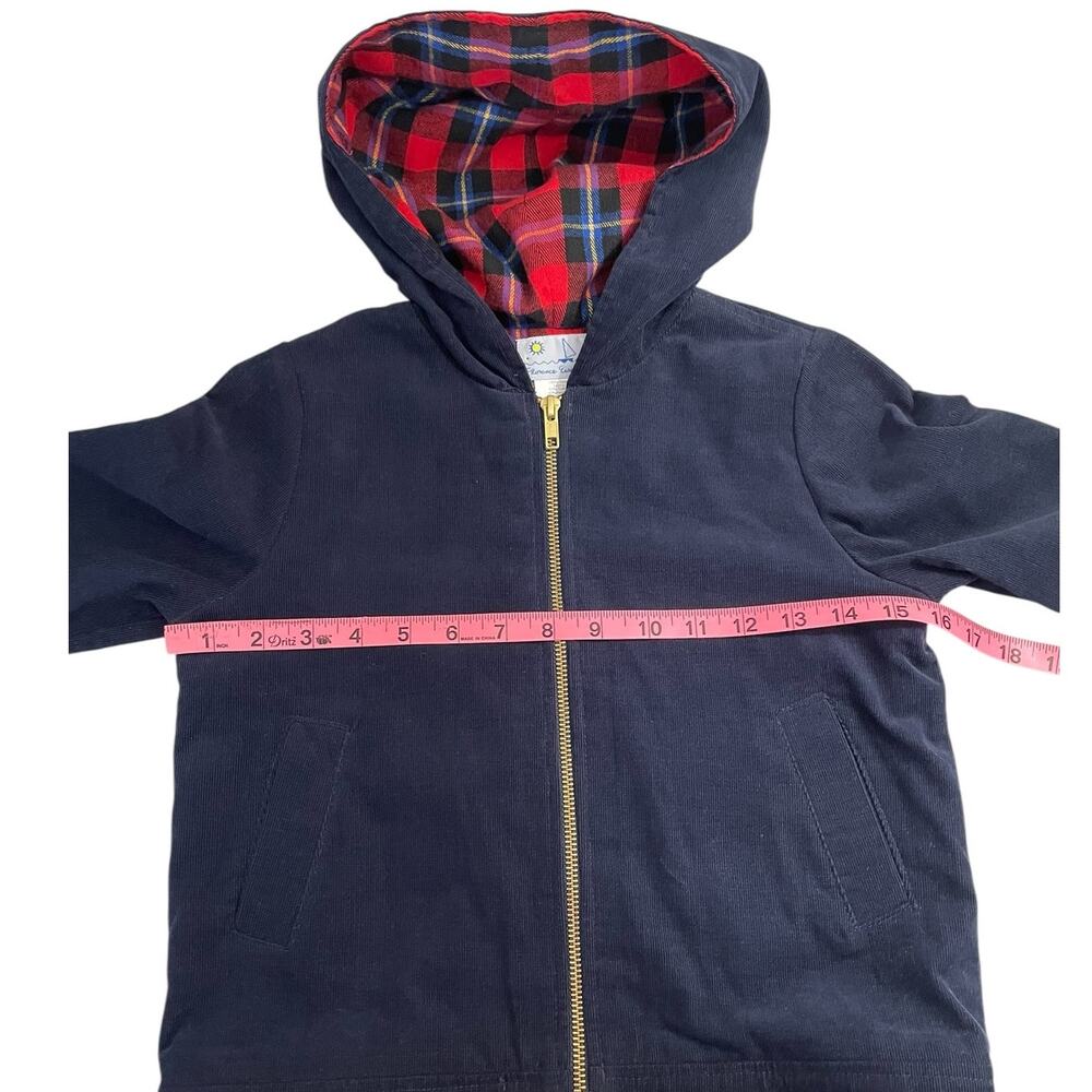 Florence Eiseman Corduroy Full Zip Hooded Jacket Plaid Lined Navy Size 6 Classic - Picture 5 of 7